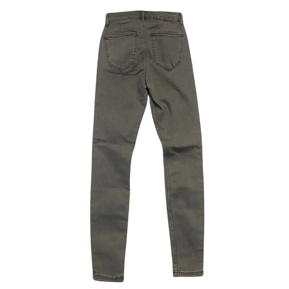 2/$30 ZARA High Waist Washed Out Gray Grey Skinny Jeans 2 Stretch Denim Rocker